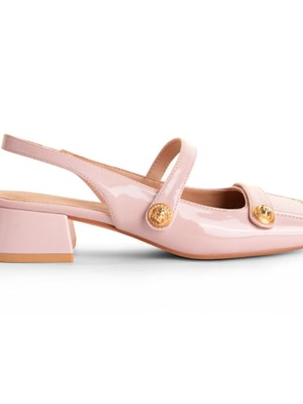 Faux Leather Slingback Mary Jane Low Block Heel Pump Office Dress